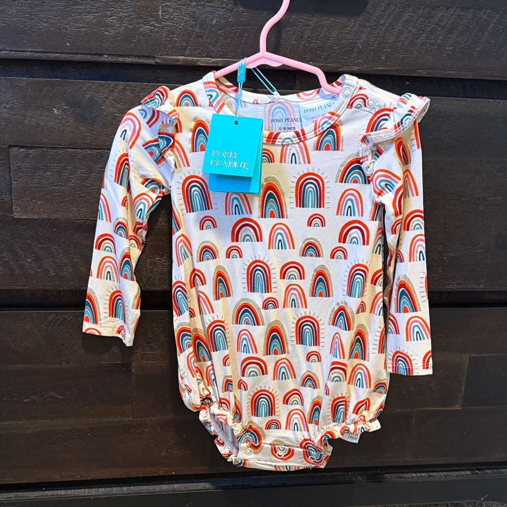 Posh Peanut Multicolor Rainbow Onesie